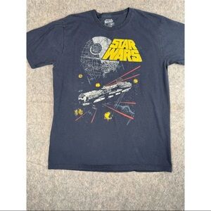 Star Wars T-Shirt Men XL Black Millennium Falcon Battle Graphic Short Sleeve Tee